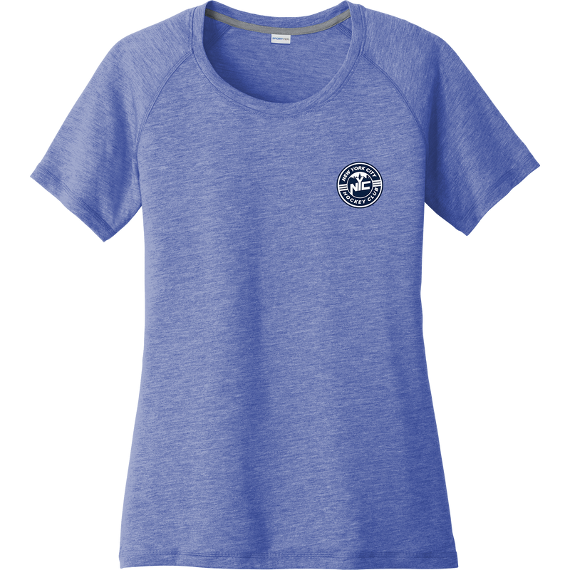 NYC Hockey Club Ladies PosiCharge Tri-Blend Wicking Scoop Neck Raglan Tee