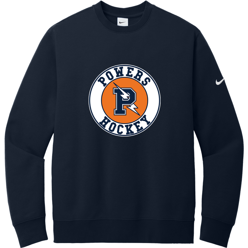 Powers Hockey Nike Club Fleece Sleeve Swoosh Crew